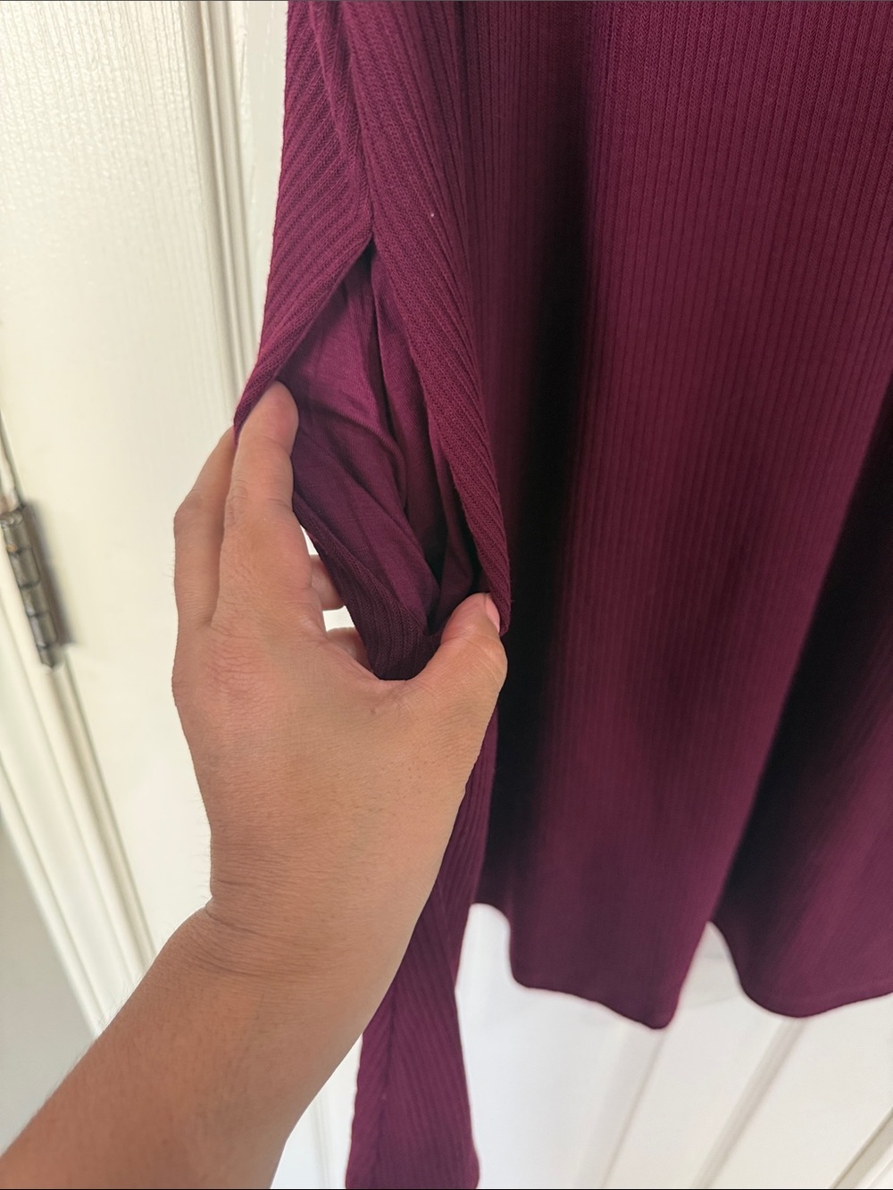 Maurices 24/7 Ribbed Mock Neck burgundy Dress size Large - Picture 4 of 4